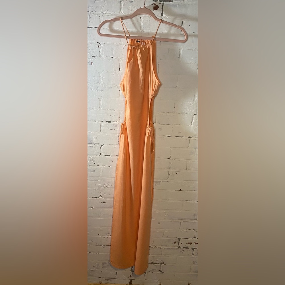 NWOT YOUNG FABULOUS & BROKE LINEN SIDE CUTOUT DRESS IN MELON SIZE SMALL